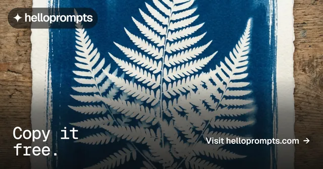 Social ad for HelloPrompts: "Copy it free." Swiss style, image led layout, dark palette in blue, grey, white.