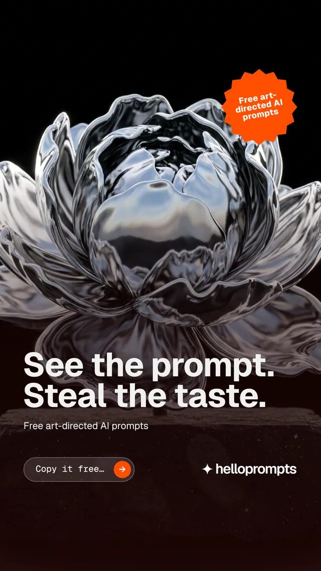 Instagram story for HelloPrompts: "See the prompt. Steal the taste." Agentic glass style, sticker layout, dark palette in black, grey.