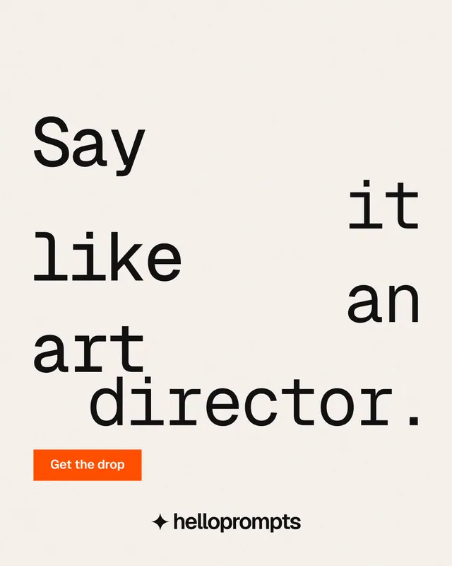 Instagram portrait post for HelloPrompts: "Say it like an art director." Swiss style, stacked layout, light palette in white, grey.