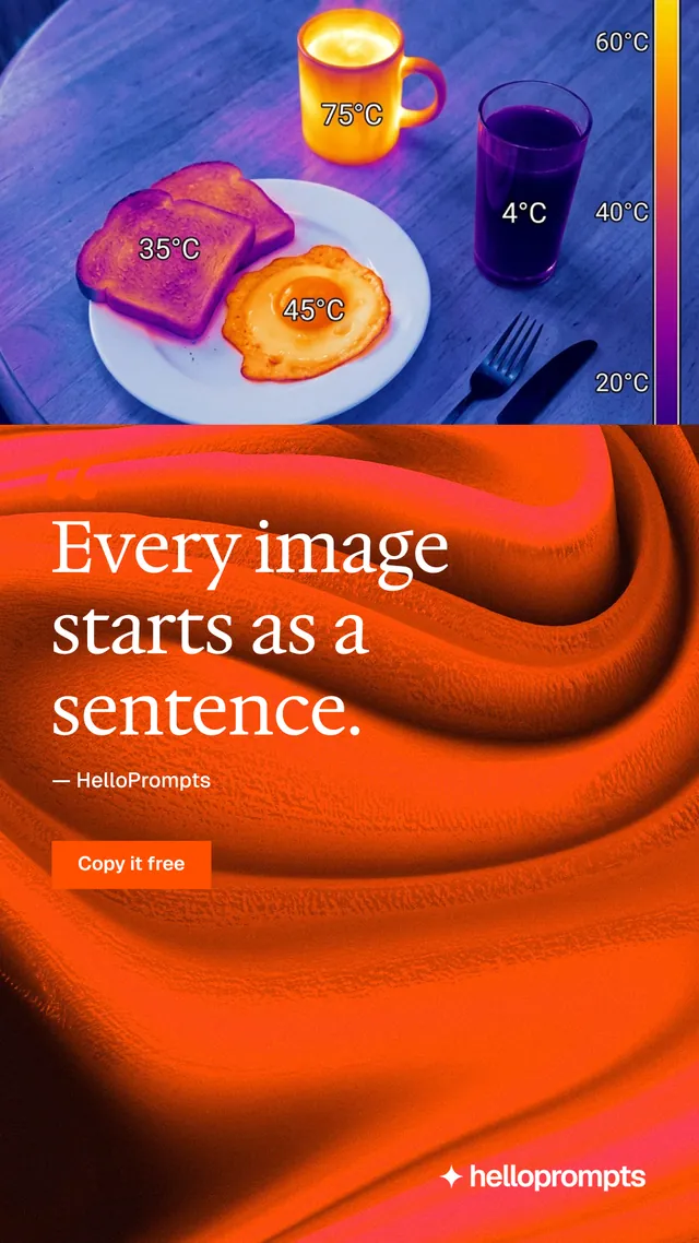 Instagram story for HelloPrompts: "Prompts that show their work." Swiss style, quote layout, dark palette in red, purple, orange.