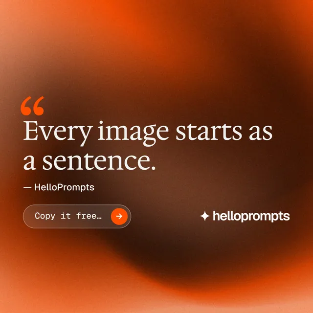 Instagram post for HelloPrompts: "Taste, written down." Agentic glass style, quote layout, dark palette in orange.