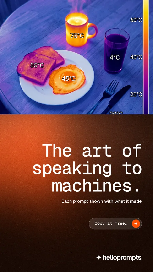 Instagram story for HelloPrompts: "The art of speaking to machines." Agentic glass style, right layout, dark palette in pink, black, grey.