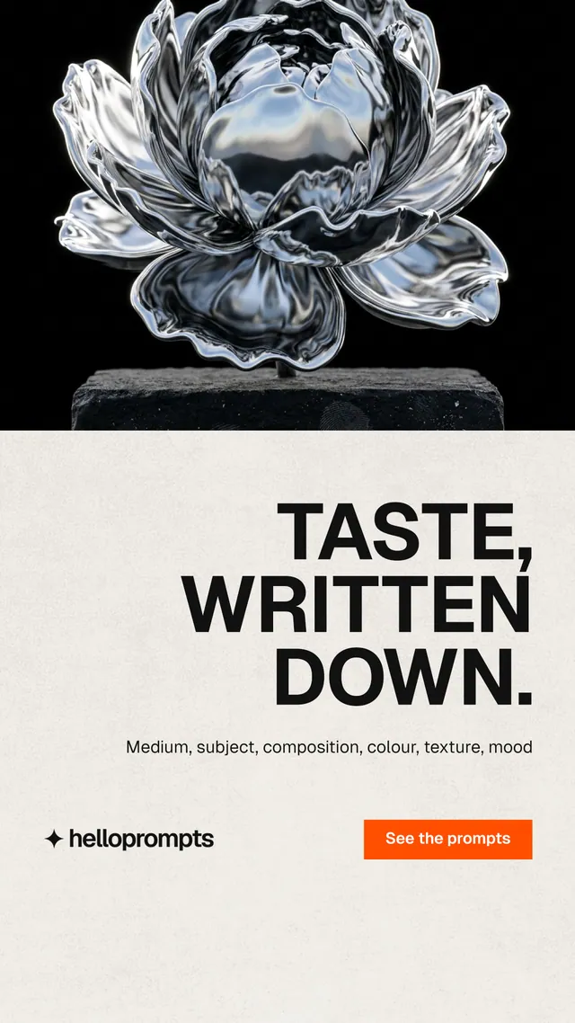 Instagram story for HelloPrompts: "Taste, written down." Swiss style, right layout, light palette in yellow, black, grey.