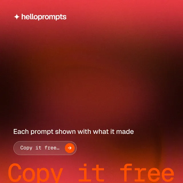 Instagram post for HelloPrompts: "Prompts that show their work." Agentic glass style, oversized layout, dark palette in red.
