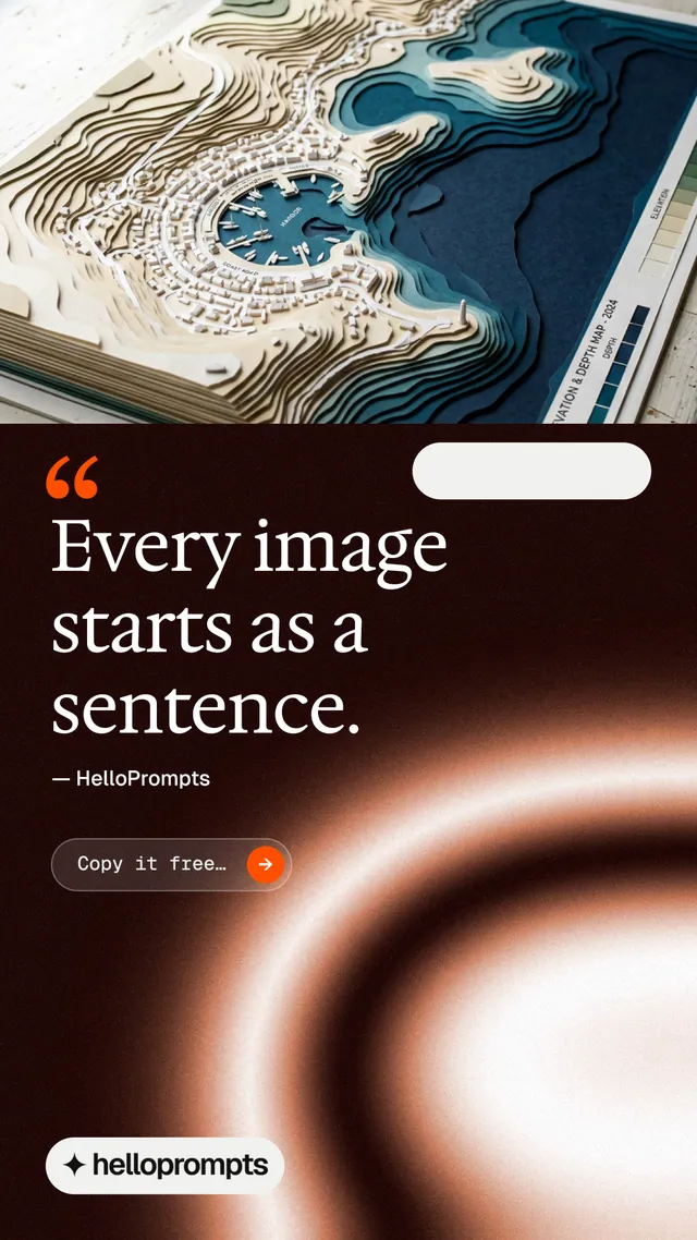 Instagram story for HelloPrompts: "See the prompt. Steal the taste." Agentic glass style, quote layout, dark palette in orange, black, grey.