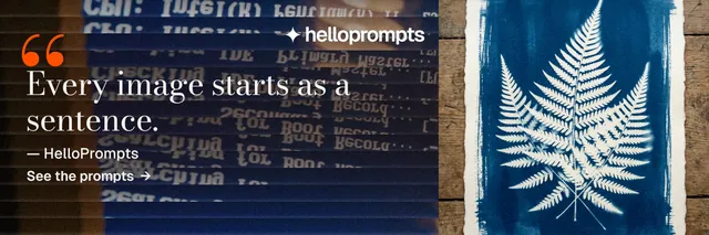 X header for HelloPrompts: "Copy it free." Minimal luxury style, quote layout, dark palette in blue, grey, black.