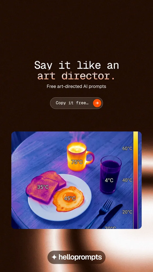 Instagram story for HelloPrompts: "Say it like an art director." Agentic glass style, centred layout, dark palette in black, purple, grey.