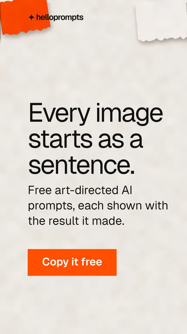 Instagram story for HelloPrompts: "Every image starts as a sentence." Swiss style, skeleton layout, light palette in orange.