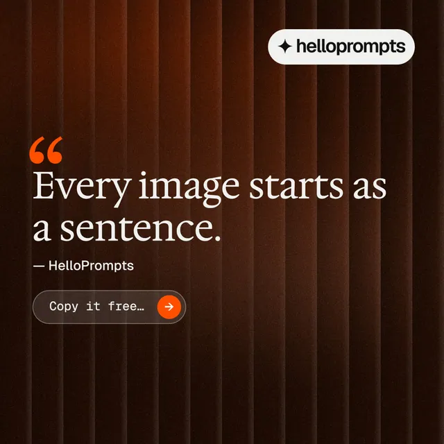 Instagram post for HelloPrompts: "Copy it free." Agentic glass style, quote layout, dark palette in black, orange, grey.