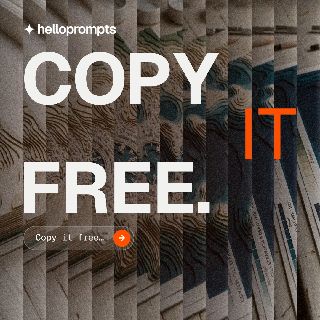 Instagram post for HelloPrompts: "Copy it free." Agentic glass style, stacked layout, dark palette in orange, black, grey.
