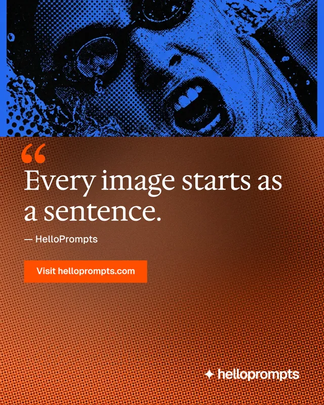 Instagram portrait post for HelloPrompts: "Taste, written down." Swiss style, quote layout, dark palette in orange, blue, brown.