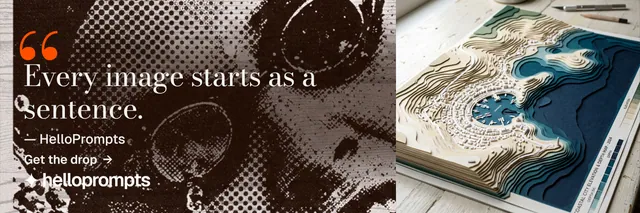 X header for HelloPrompts: "The art of speaking to machines." Minimal luxury style, quote layout, dark palette in black, grey, orange.
