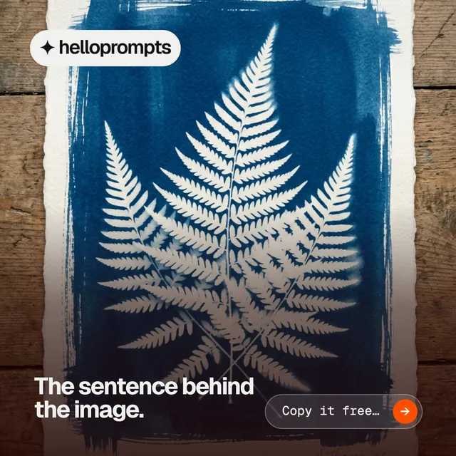 Instagram post for HelloPrompts: "The sentence behind the image." Agentic glass style, image led layout, dark palette in grey, blue, black.
