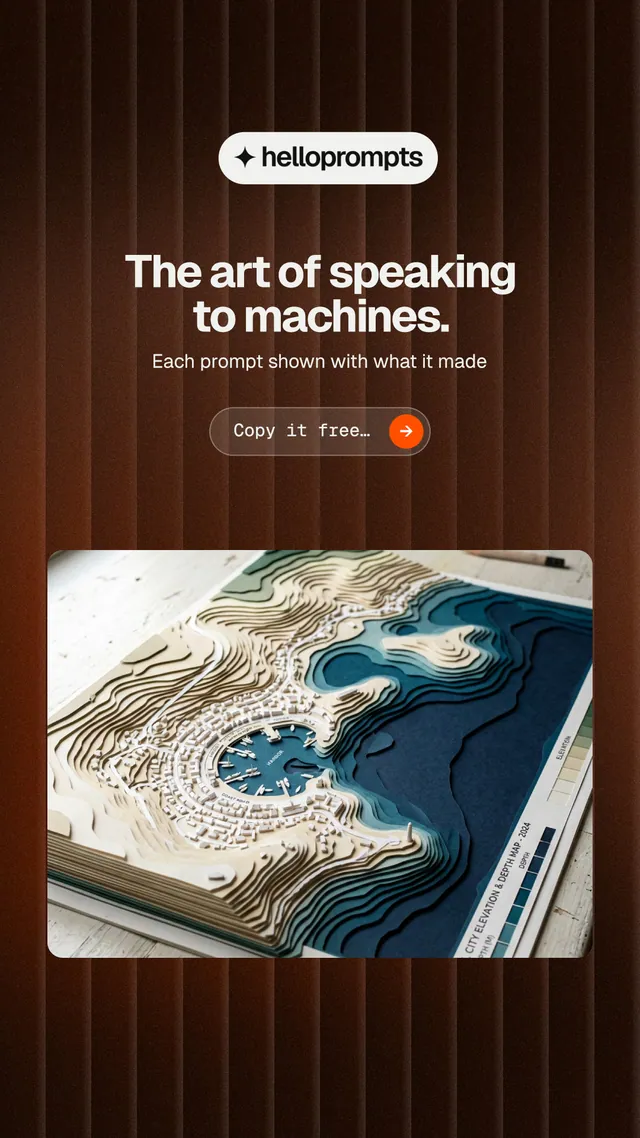 Instagram story for HelloPrompts: "The art of speaking to machines." Agentic glass style, centred layout, dark palette in black, orange, grey.