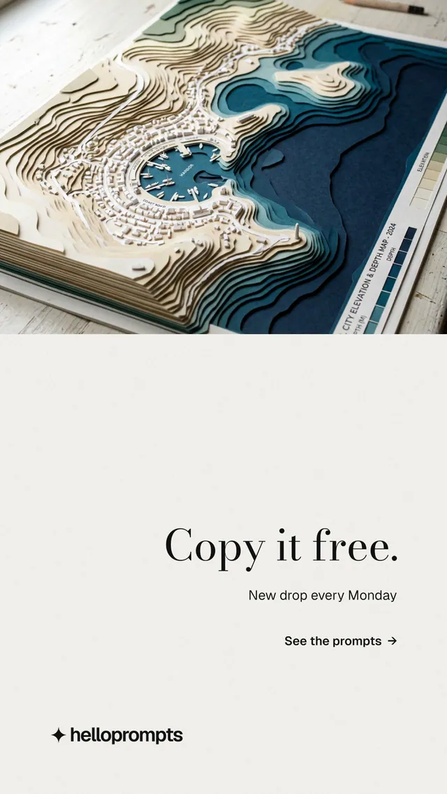 Instagram story for HelloPrompts: "Copy it free." Minimal luxury style, right layout, light palette in white, grey.