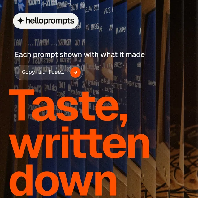 Instagram post for HelloPrompts: "Say it like an art director." Agentic glass style, oversized layout, dark palette in black, red, brown.