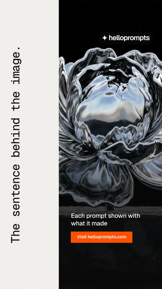 Instagram story for HelloPrompts: "The sentence behind the image." Swiss style, vertical layout, light palette in white, black, grey.