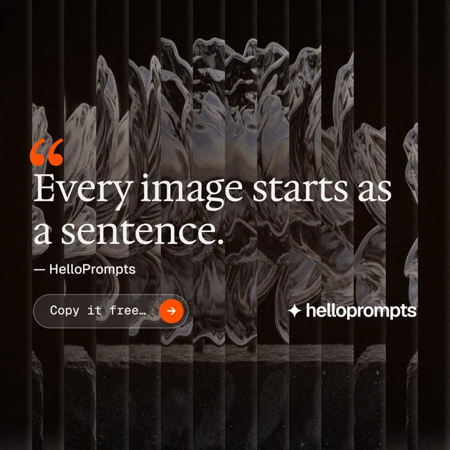 Instagram post for HelloPrompts: "See the prompt. Steal the taste." Agentic glass style, quote layout, dark palette in black, grey.