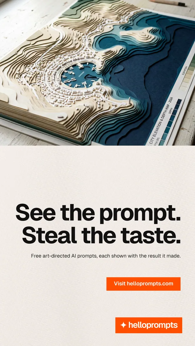 Instagram story for HelloPrompts: "See the prompt. Steal the taste." Swiss style, right layout, light palette in orange, grey, white.