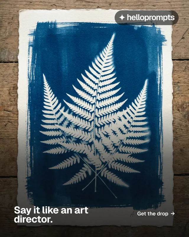 Instagram portrait post for HelloPrompts: "Say it like an art director." Swiss style, image led layout, dark palette in blue, black, grey.