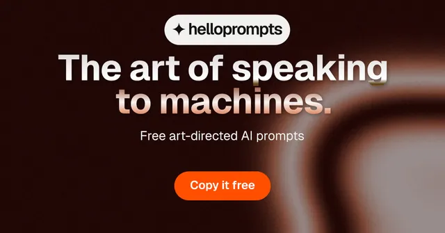 Social ad for HelloPrompts: "The art of speaking to machines." Y2K style, centred layout, dark palette in black, grey, red.