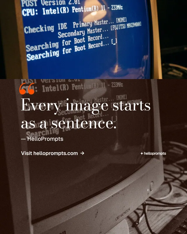 Instagram portrait post for HelloPrompts: "Say it like an art director." Minimal luxury style, quote layout, dark palette in orange, grey, black.