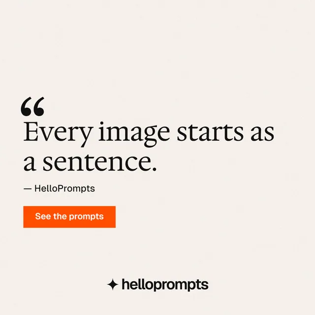 Instagram post for HelloPrompts: "Taste, written down." Swiss style, quote layout, light palette in white, orange.
