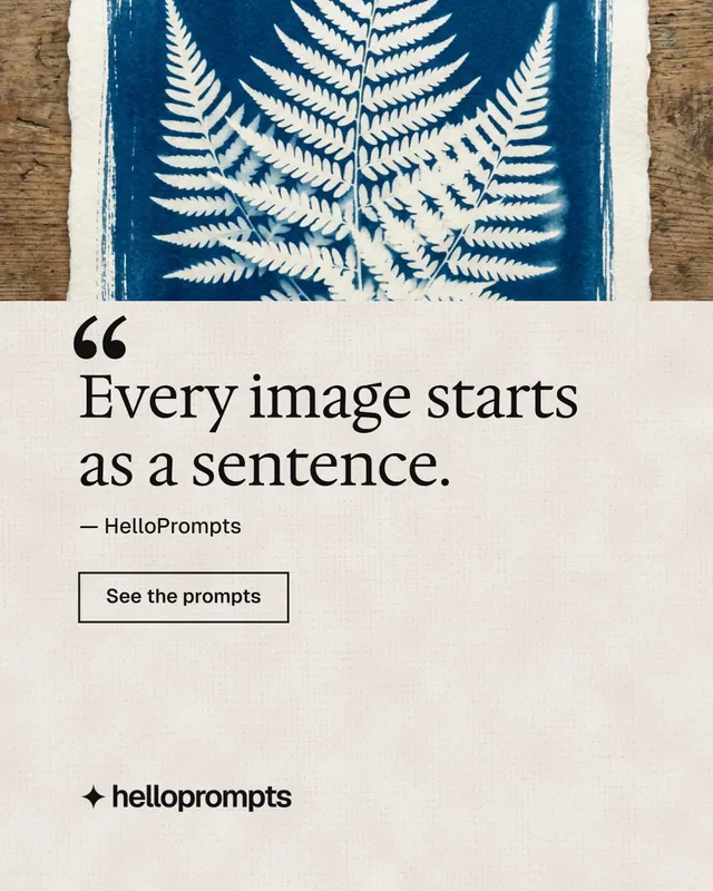 Instagram portrait post for HelloPrompts: "Prompts that show their work." Editorial style, quote layout, light palette in orange, grey.