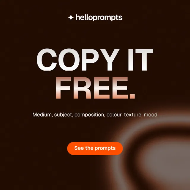 Instagram post for HelloPrompts: "Copy it free." Y2K style, centred layout, dark palette in black, orange.