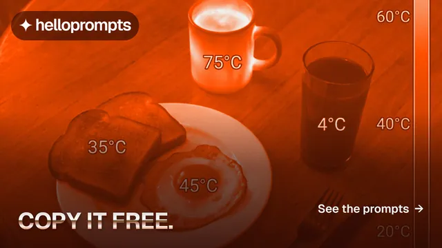 Landscape graphic for HelloPrompts: "Copy it free." Y2K style, image led layout, dark palette in red, orange.