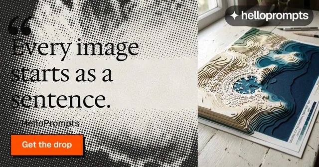 Social ad for HelloPrompts: "Taste, written down." Brutalist style, quote layout, light palette in black, grey, white.