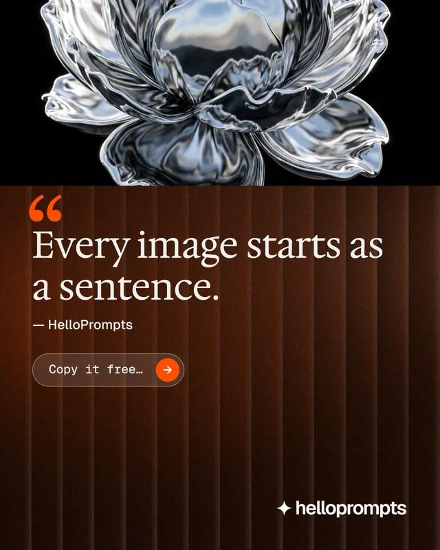Instagram portrait post for HelloPrompts: "Copy it free." Agentic glass style, quote layout, dark palette in black, orange, grey.