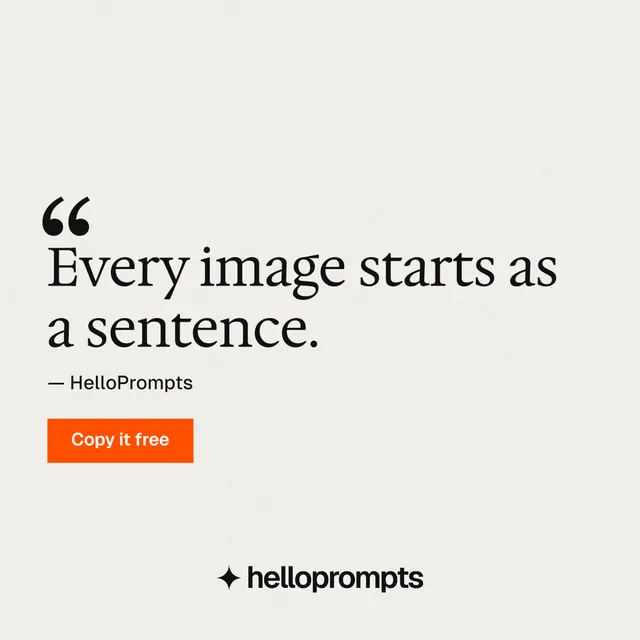 Instagram post for HelloPrompts: "Say it like an art director." Swiss style, quote layout, light palette in white, orange.
