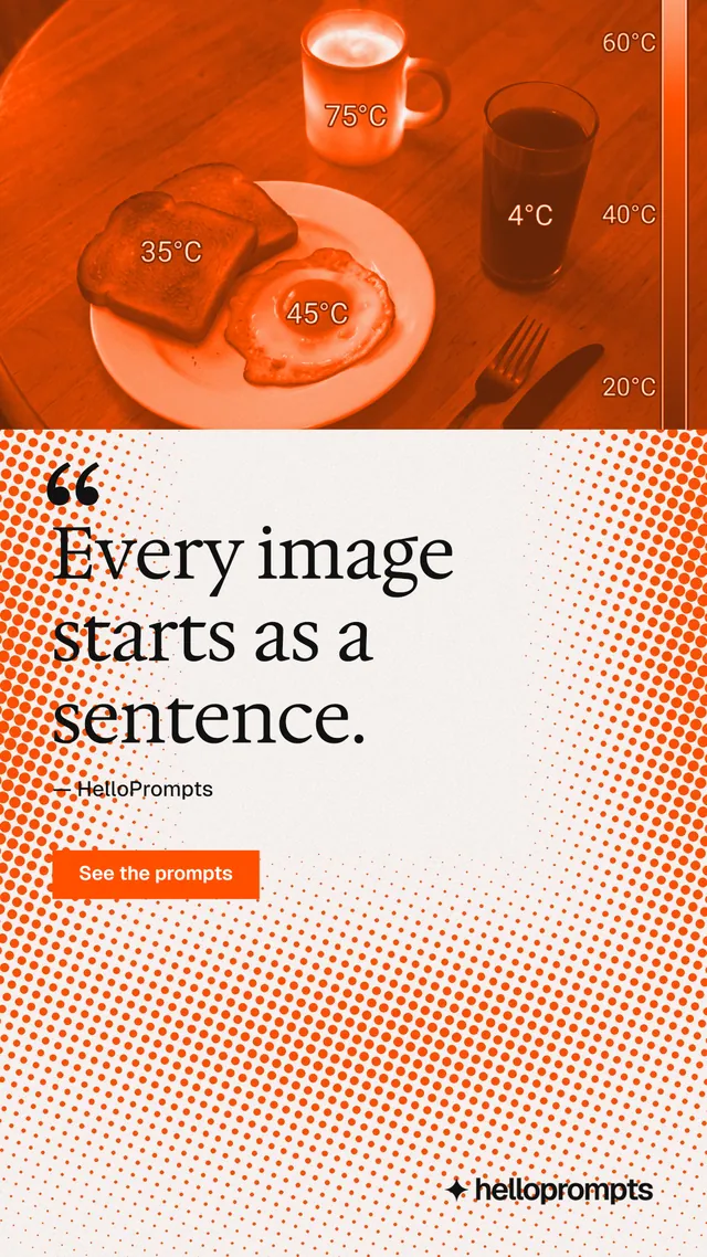 Instagram story for HelloPrompts: "Prompts that show their work." Swiss style, quote layout, light palette in orange, white.
