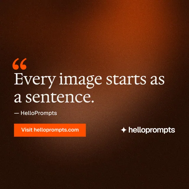 Instagram post for HelloPrompts: "See the prompt. Steal the taste." Swiss style, quote layout, dark palette in black, orange, brown.