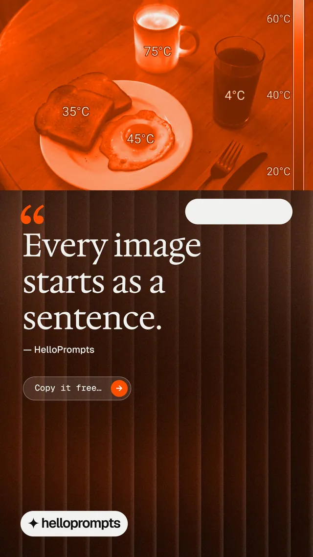 Instagram story for HelloPrompts: "Prompts that show their work." Agentic glass style, quote layout, dark palette in orange, black.