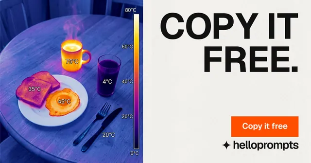 Social ad for HelloPrompts: "Copy it free." Swiss style, right layout, light palette in blue, white, grey.