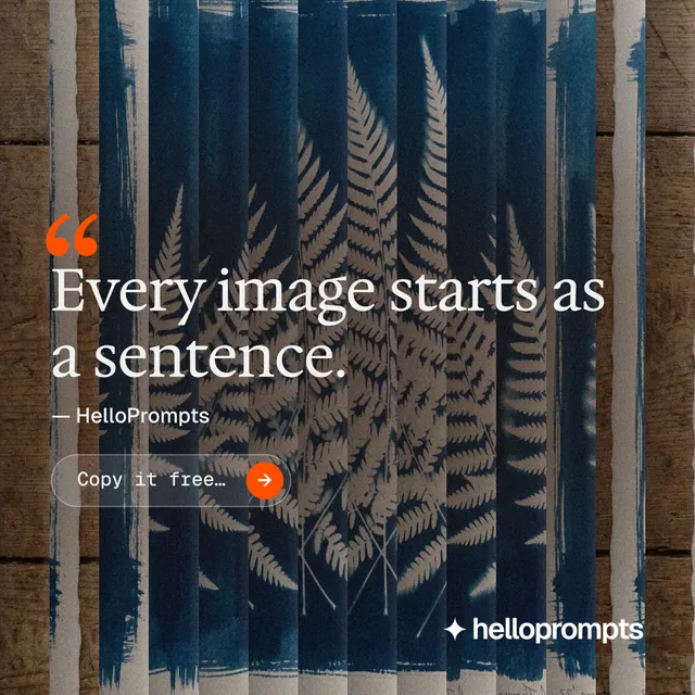 Instagram post for HelloPrompts: "Taste, written down." Agentic glass style, quote layout, dark palette in blue, grey, black.