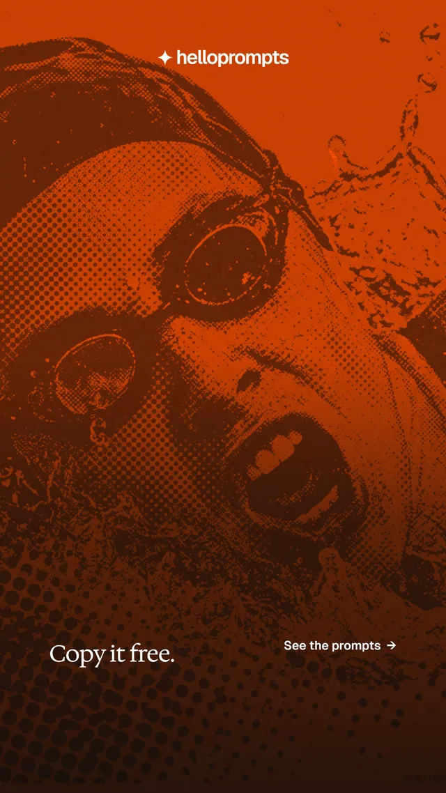 Instagram story for HelloPrompts: "Copy it free." Editorial style, image led layout, dark palette in orange, black.