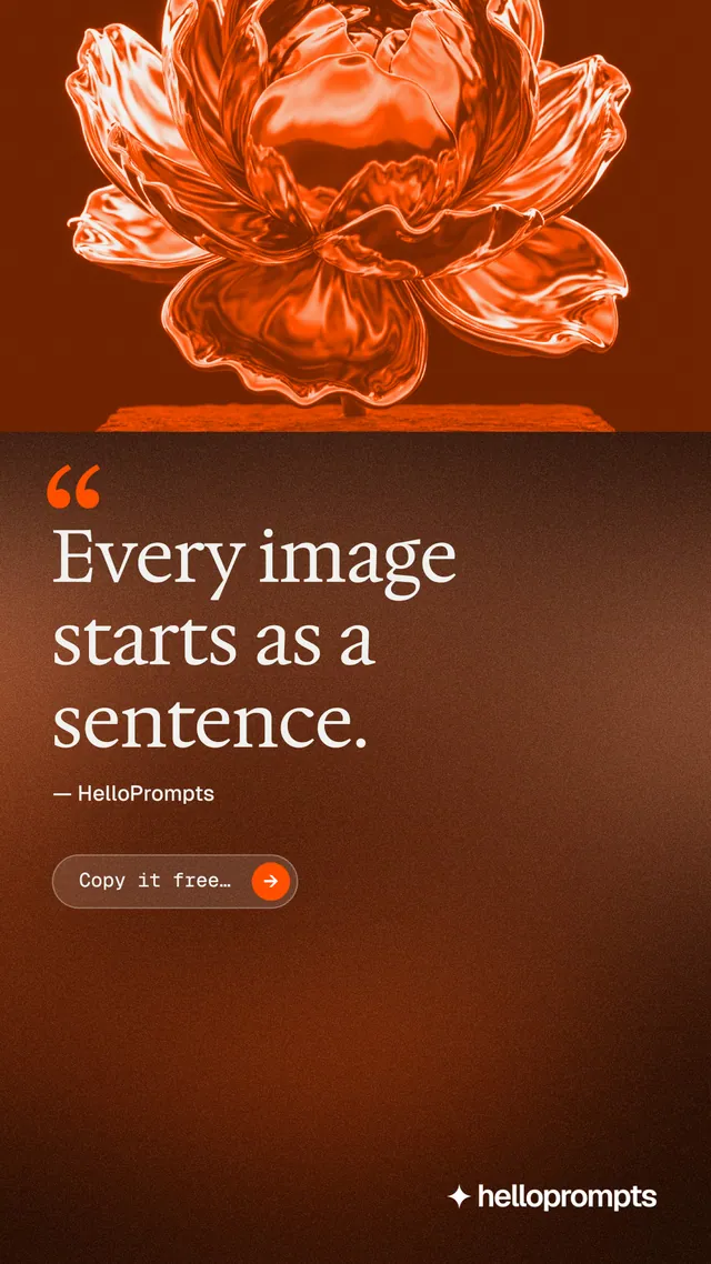 Instagram story for HelloPrompts: "Taste, written down." Agentic glass style, quote layout, dark palette in orange.