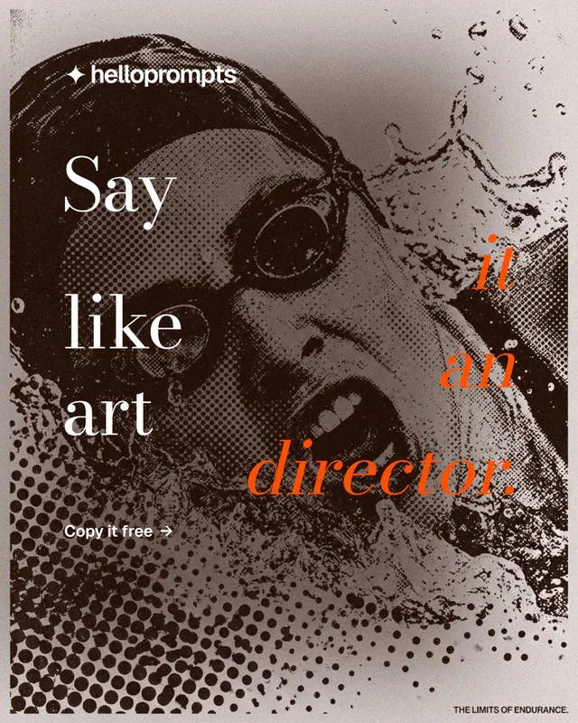 Instagram portrait post for HelloPrompts: "Say it like an art director." Minimal luxury style, stacked layout, dark palette in orange, grey.