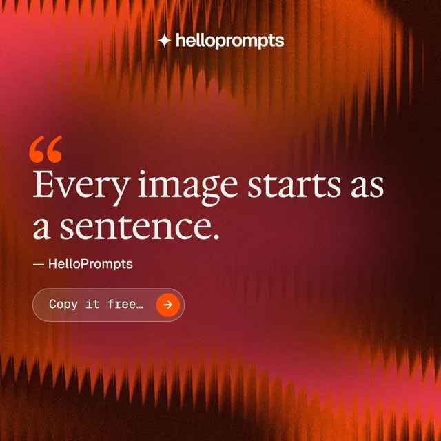 Instagram post for HelloPrompts: "The art of speaking to machines." Agentic glass style, quote layout, dark palette in red.