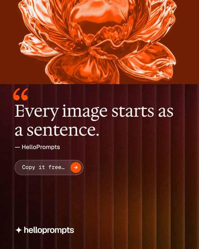 Instagram portrait post for HelloPrompts: "See the prompt. Steal the taste." Agentic glass style, quote layout, dark palette in red, black, orange.