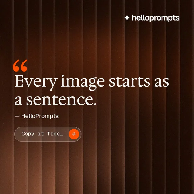 Instagram post for HelloPrompts: "Copy it free." Agentic glass style, quote layout, dark palette in black, orange, brown.