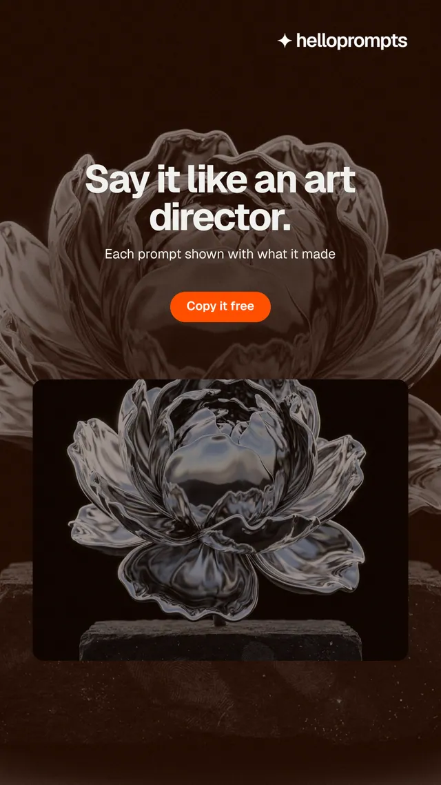 Instagram story for HelloPrompts: "Say it like an art director." Photo poster style, centred layout, dark palette in black, orange, grey.
