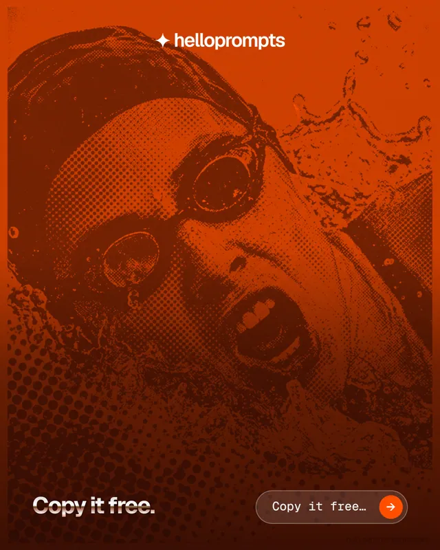 Instagram portrait post for HelloPrompts: "Copy it free." Agentic glass style, image led layout, dark palette in orange, red.