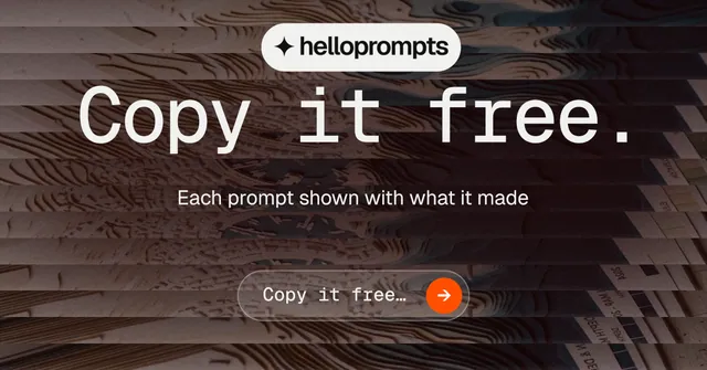 Social ad for HelloPrompts: "Copy it free." Agentic glass style, centred layout, dark palette in black, red, grey.