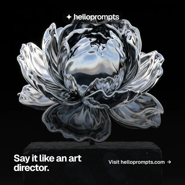 Instagram post for HelloPrompts: "Say it like an art director." Swiss style, image led layout, dark palette in black, grey.