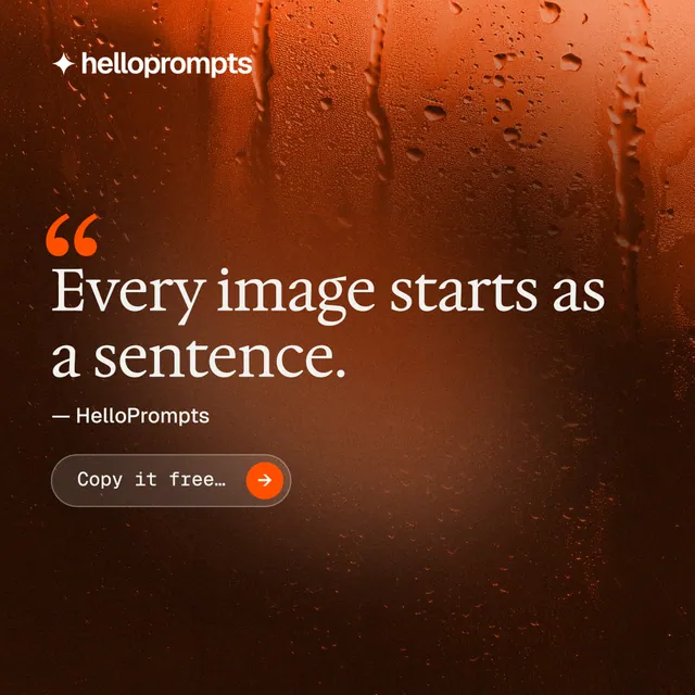 Instagram post for HelloPrompts: "See the prompt. Steal the taste." Agentic glass style, quote layout, dark palette in black, orange, brown.