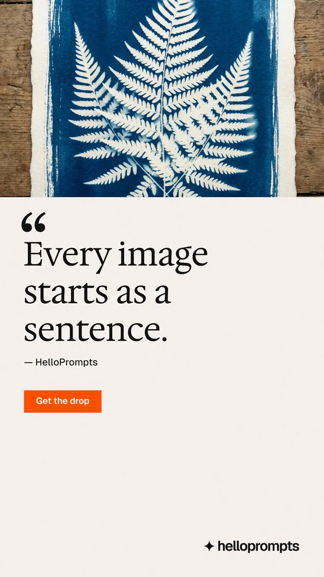 Instagram story for HelloPrompts: "Copy it free." Swiss style, quote layout, light palette in white, grey.